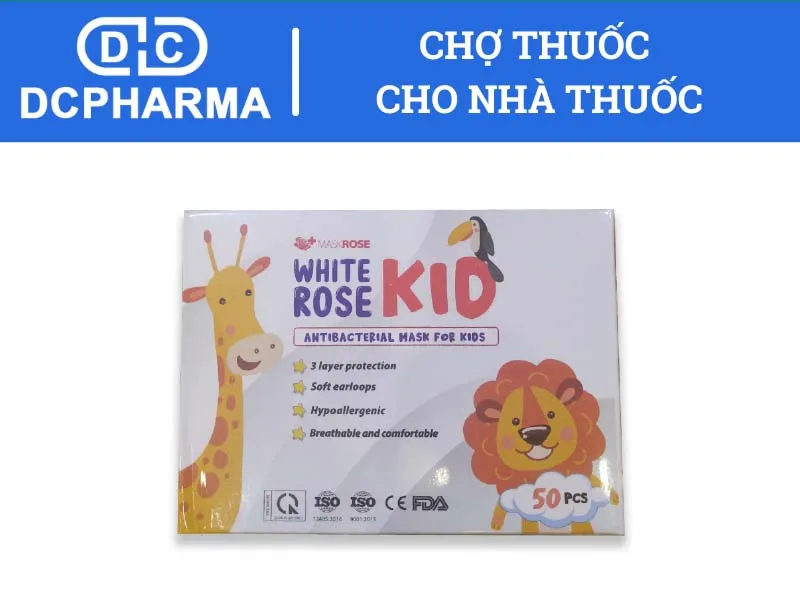 Khẩu trang trẻ em 3 lớp White Rose Kid hộp 50 chiếc Thanh Phương