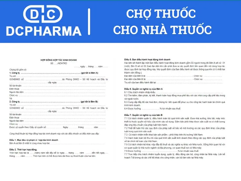 Mẫu hợp đồng hợp tác kinh doanh nhà thuốc