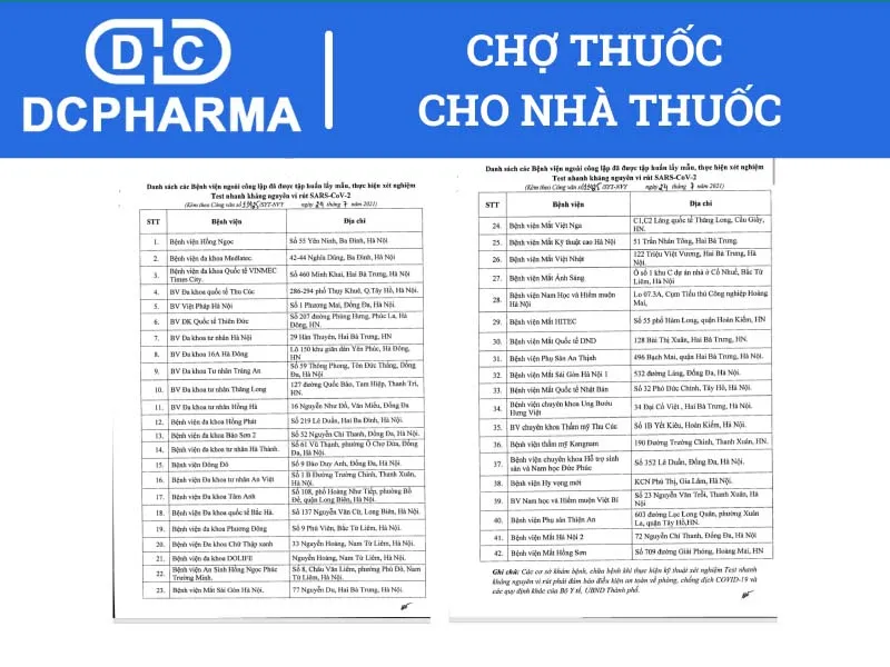 điểm test nhanh covid tại Hà Nội