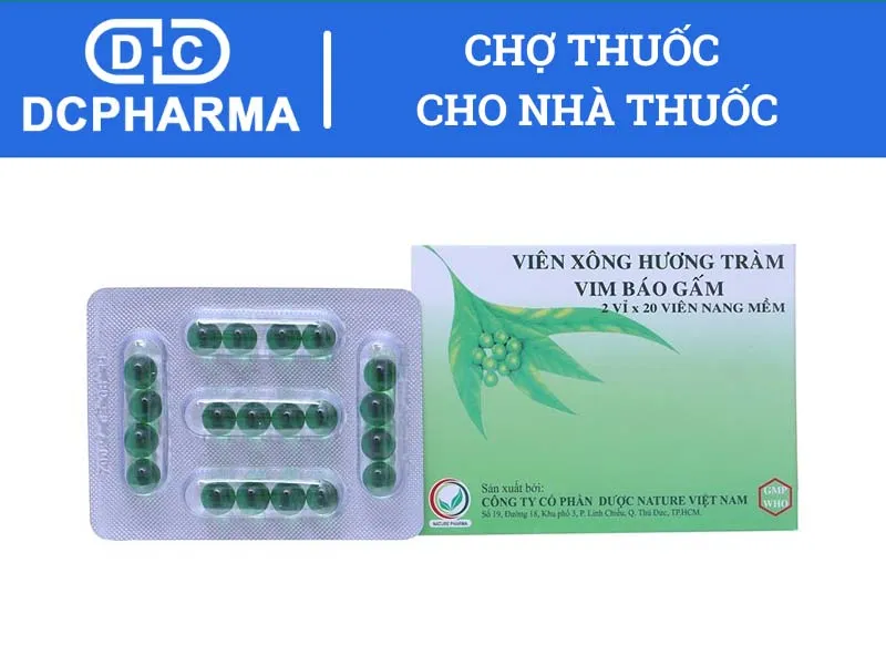 Viên xông mũi họng hương tràm hộp 2 vỉ x 10 viên nang Tradiphar