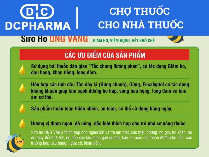 Tác dụng của thuốc ho Ong Vàng